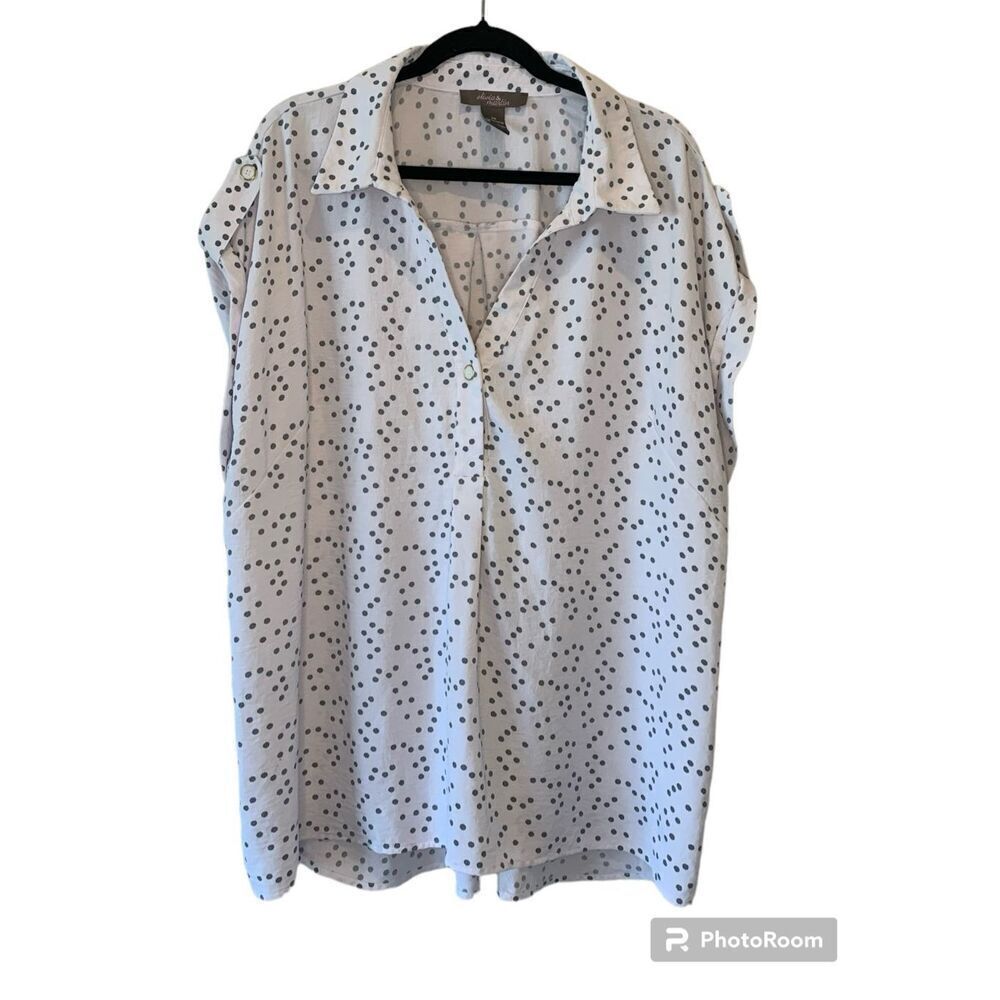 Olivia & Martin Pullover Blouse Split Neckline Button On Front And Decorative Bu